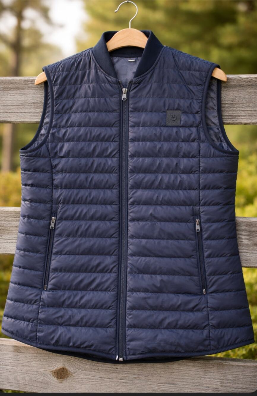 Cavalleria Toscana Quilted Lightweight Goose Down Riding Vest Navy Size XL
